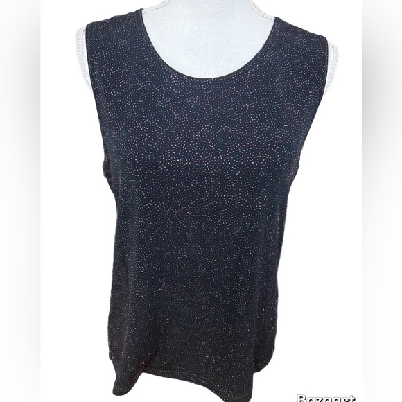 Connected Apparel Top Women's XL Black Tank Top Red/blue Sparkle Sleeveless - Picture 1 of 5